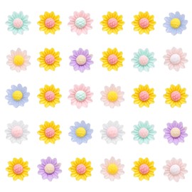 CoCud Mini Resin Flower, 0.22" Diameter, Miniature Tiny Flower Charm Dollhouse Multicolored - (Applications: for Nail Art, Fairy Garden, DIY Crafts Nail Jewelry Making), 100-Pieces