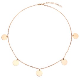 ZLESAGII Women's Necklace Plate Chain with Multi Coin Disc Round Pendant, Metal