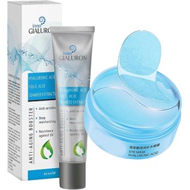 Inno Gialuron Crema Antiarrugas Suero Facial De Acido Hialuronico, Kit Skincare + Parches para contorno de ojos Acido Hialuronico - mascarilla para contorno de ojos con Acido Hialuronico - Parches para ojos - antiarrugas de ojos 60 piezas