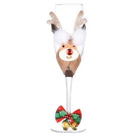 Litiny Christmas Champagne Flute Christmas Decoration Christmas Gift,8 Ounce (Reindeer)