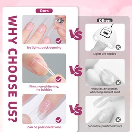 CUZIAM CUZIAM 10g Se mi Solid Nail Glue for Press on Nails +10ml Nail Remover, No Needed U V Lamp Upgraded Quick Drying Strong Nail Glue for Press ons with 10ml Cuticle Oil Press Ons Kit for Women