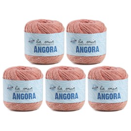 5 Ball La MIA Angora Wool Total 8.8 Oz. Each 1.76 Oz (50g) / 136 Yrds (125m), 15% Angora, Light-Dk Premium Yarns, Pink - L125