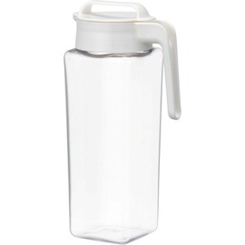 Iwasaki Kogyo K-1298 WH Last Trolley, Cold Water Bottle, 2.1 L (2.1 L), Square Pitcher, Made in Japan, Heat Resistant, Cold-Tea Bottle, Coffee, Water Jug, Horizontal Position, Wide Mouth, White
