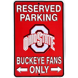 Signs 4 Fun Decorative Parking Sign | OH State Buckeye Fans | 8” x 12” | Embossed Aluminum Sign | Made in the USA | SPSCOH