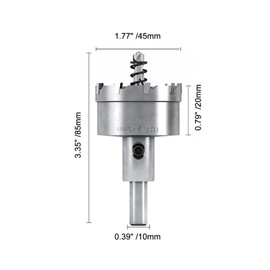 Wexecon 2Pcs 1 3/4 Inch|45mm Carbide Hole Saw Kit for Metal Hole Cutter Drill Bit with Pilot Drill Bit for Stainless Steel Sheets, Metal Tubes, Iron Plate(1 3/4 Inch Hole Saw)