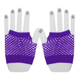 Lansonee 1 Pair Fishnet Gloves Fishnet Gloves Party Dress Skirt for Women and Girls-Purple