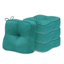 downluxe Thickened Chair Cushions for Dining Chairs Set of 4, Kitchen Chair Cushions with Ties and Non Slip Backing, Tufted Chair Pads 4 Pack, 16.5"X 16.5" X 5", Green