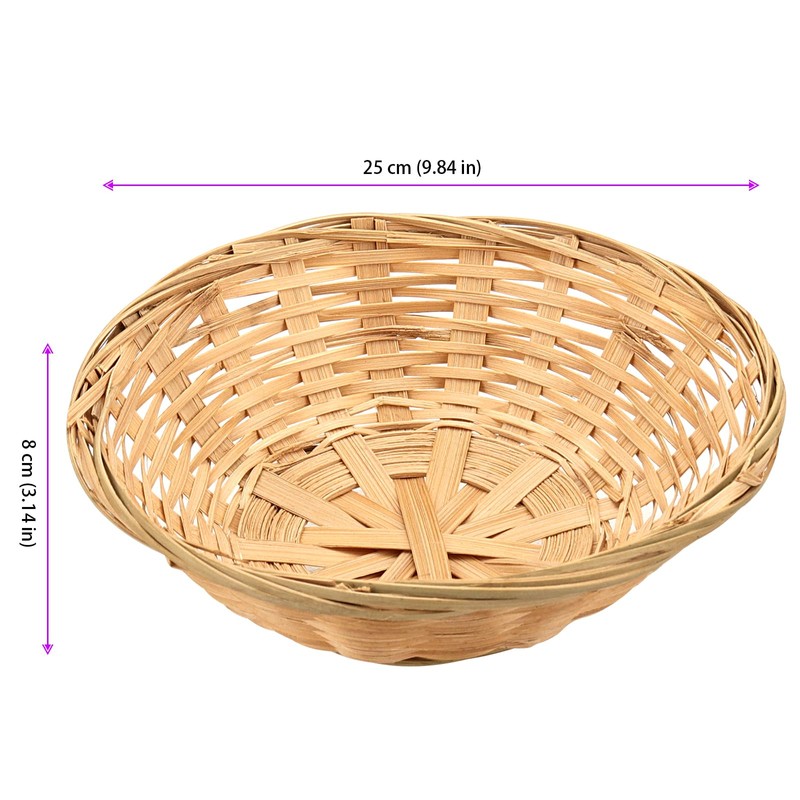 JEUIHAU 12 PCS 10 Inch Bamboo Bread Basket, Round Wicker