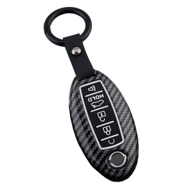 Key Fob Cover Case for Nissan Altima Maxima Murano Pathfinder Rogue Armada Quest Infiniti 5 Buttons Keyless Entry Remote Case Holder ABS Carbon Fiber Pattern (Black)