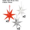 BRUBAKER 6 Paper Stars Christmas - Poinsettia Decoration Set -