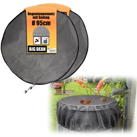 BigDean 2 x Net for Rain Butt Round 95 cm – Protection Against Mosquitoes, Leaves & Pollution – Rain Butt Cover with Drawstring – Rain Butt Protection Water Butt