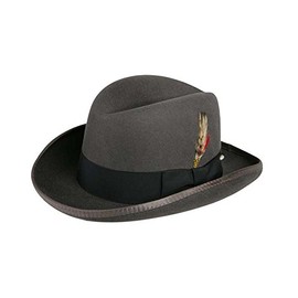 Godfather Homburg Fedora Hat in Steel Grey with Black Band (Large = 23")