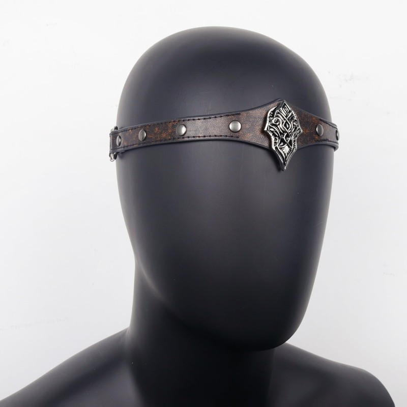 L'VOW Viking Leather Headpiece Medieval Adjustable LARP Headband Pirate Cosplay