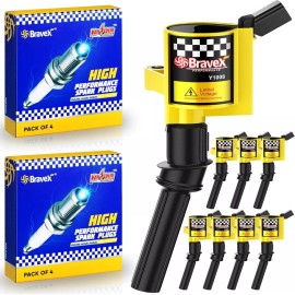 Bravex Ignition Coil Pack & Spark Plug SP479 for Ford F-150 F-250 4.6L 5.4L V8 DG508