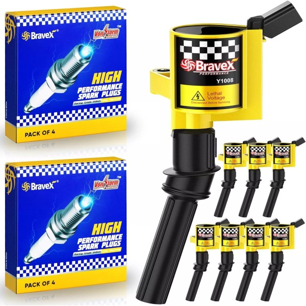 Bravex Ignition Coil Pack & Spark Plug SP479 for Ford