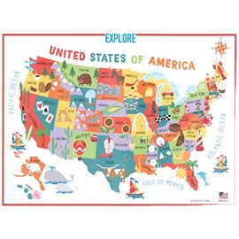 Swiftmaps 28x40 United States USA US Children's Wall Map Mural Poster Laminated for Kids