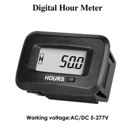 NInE-ROnG Digital LED Operating Hour Meter AC/DC 5-277V Voltage, Resettable Maintenance Interval, Data Storage, Waterproof Design for Small Engines such as Lawnmower, Generator, Motorcycle