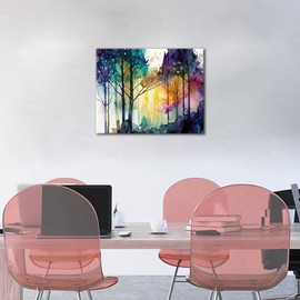 Paint by Numbers Kit for Adults Beginner,Watercolor Forest Scene Adult Paint by Number Kits on Canvas, Trees Shades Hues Natural Textures DIY Oil Paint by Number for Adults for Home Decor 16x20 Inch