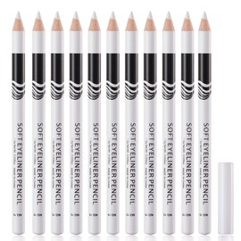 WENJLYJ 12 PCS White Eyeliner Pencils,Professional Long Lasting Waterproof White Makeup Pencils,Highly Pigmented Inner Corner Eye Highlighter Eyeliner Pencil White Eye Liner Pen Sets for Women