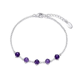Philip Jones Amethyst Gemstone Bracelet with Quote Card