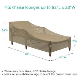 SunPatio Outdoor Chaise Lounge Covers, 2 Pack Patio Chaise Cover 84"L x 30"W x 24"H, Heavy Duty Waterproof Beach Chair Cover with Seam Taped, Helpful Air Vents, All Weather Protection, Taupe