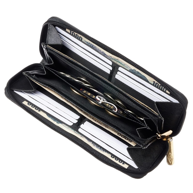 Umbro Tarpaulin Round Zip Long Wallet, Black/gold