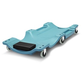 DNA MOTORING 40" L X 19" W Vehicle Repair Low Profile Plastic Rolling Garage Shop Creeper with Padded Headrest,Tool Trays & 6pcs Casters, Tiffany Blue, TOOLS-00217-TB