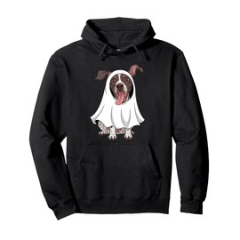 German Shorthaired Pointer Dog Wearing A White Ghost Costume Pullover Hoodie