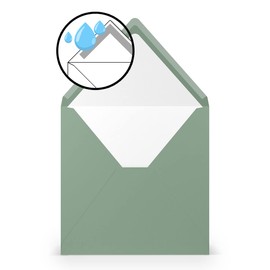 PAPERADO 10 square envelopes Eucalyptus ribbed 100 g/m² envelope without window 16.4 x 16.4 cm wedding envelopes with wet glue pointed flap