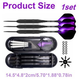 KUBDPQOR 3 Pcs Darts, Steel Tip Darts, Aluminum Shaft Metal Dart Set, Professional Darts Steel Tip Sets, Dart Tool for Professional Exercises Entertainment (Purple)