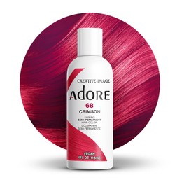 Adore Semi Permanent Hair Color - Vegan and Cruelty-Free Hair Dye - 4 Fl Oz - 068 Crimson (Pack of 1)