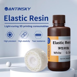Antinsky Elastic Resin LCD UV-Curing 3D Printer Resin 405nm Photopolymer Resin for LCD/DLP High Flexibility High Resilience Stable Performance White 500g