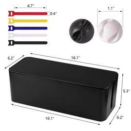 TuweChen Cable Management Box - Large Cable Organizer Box to Hide Wires & Power Strips, TV & Desk Computer Wires, Cord Organizer Box for Home & Office, Black