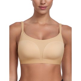 WingsLove Women's Padded Sports Bra High Impact Wireless Seamless Breathable U-Back Support Full Coverage Lightweight Comfort for Gym Yoga Bras (Dark Nude,38D)