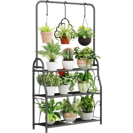 SORCEDAS Plant Stand Indoor Outdoor 3 Tier Tall Corner Hanging Plant Shelf Me...