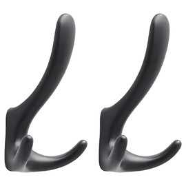 HUDSON BATH DualSphere Double Hooks – Wall Mount Hooks for Bathroom & Entryways – Dual Prong Design for Hanging Towels, Bags, Coats & Accessories (2-Pack, Matte Black)