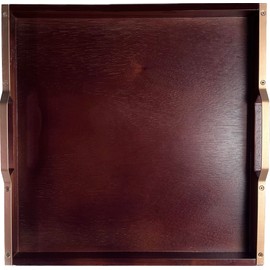 Mountain Woods Brown Large Wooden Serving Tray w/Copper Finished Handles | Coffee/Tea Tray | Decorative Kitchenware | Perfect Ottoman Tray - 20" x 20" x 2"