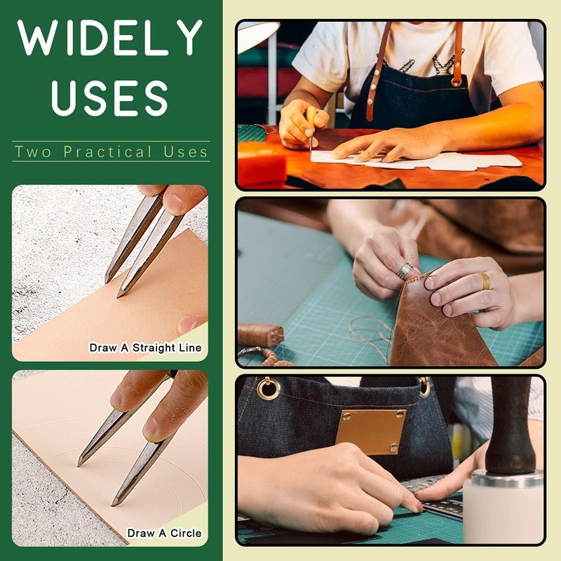 ieron 6" Metal Adjustable Lockable Compass, Steel Divider Wing Leather