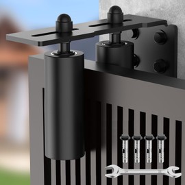 YogePote Heavy Duty Slide Gate Roller Guide with Steel L Rear Post Bracket, Adjustable Nylon Roller Guide, Rolling Gate Hardware kit for Sliding Door, Rolling Door, Wood Door (Black-1pc, 6in)