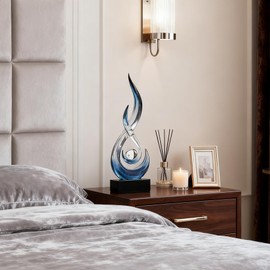 XGZY 15inch Flame Sculpture: Resin Flame Shaped Art Decoration, Suitable for Home, Wine Rack, Office, Bookshelf (Blue Gradient)