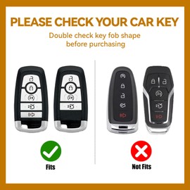 Nomiyo Leather Key Fob Cover, Key Case Shell for Ford Explorer Fusion Escape Edge Expedition F150 F250 F350 F450 F550 Maverick Mustang 3/4/5 Buttons - Blue