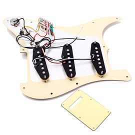 Ogdni 3-Ply SSS Prewired Loaded Pickguard with Alnico V Pickups Kit for Strat Electric Guitars Replacement Parts (101A)