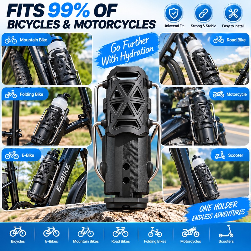 Motorcycle & Bike Cup Holder for Handlebar – Automatic Clamping