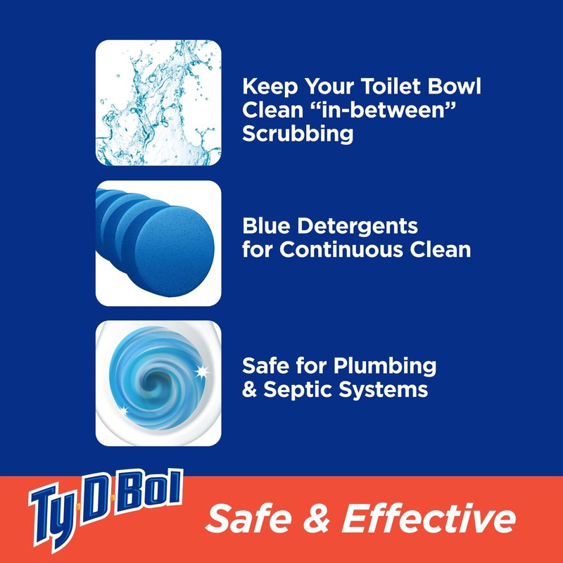 Ty-D-Bol Blue Tablets Value 5 Pack, Cleans and Deodorizer Toilets
