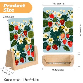 JTREHY Acrylic Night Light,Strawberries and Flowers Printed Wooden Base LED Night Light Modern Home Decoration Light with USB Switch Cable for Bar Cafe Bedroom Room Decoration