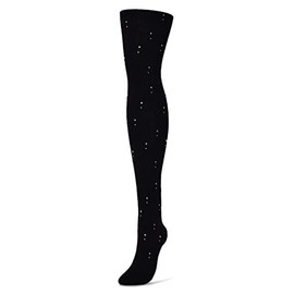 MeMoi Women's Glam Drop Opaque Nylon Tights Black Medium/Large