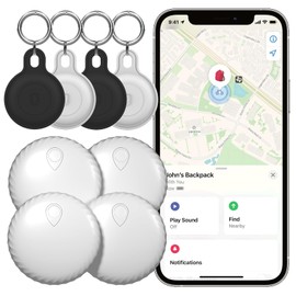 FinderTag Airtag Alternative, Schlüsselfinder 4 Pack, GPS Tracker Ortungsgerät Kompatible mit FindMy (iOS Nur), Smart Finder für Katze, Hund, Collar, Gepäck, Koffer, IP67 Wasserdicht