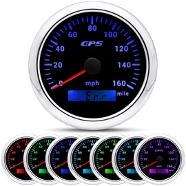 ARTILAURA GPS Speedometer Car 7 Color Boat GPS Speedometer 3-3/8" 85mm 160MPH Gauge 9-32V for Universal AUTO Motorcycle Marine Truck (Black)