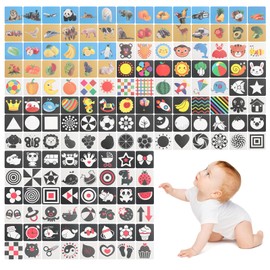 160 Pictures High Contrast Early Learning Cards, 12x12cm Fruits Visual Stimulation Baby Flashcards, Animals Newborn Black and White Sensory Cards, Educational Visual Stimulus Cards for 0-36 Months