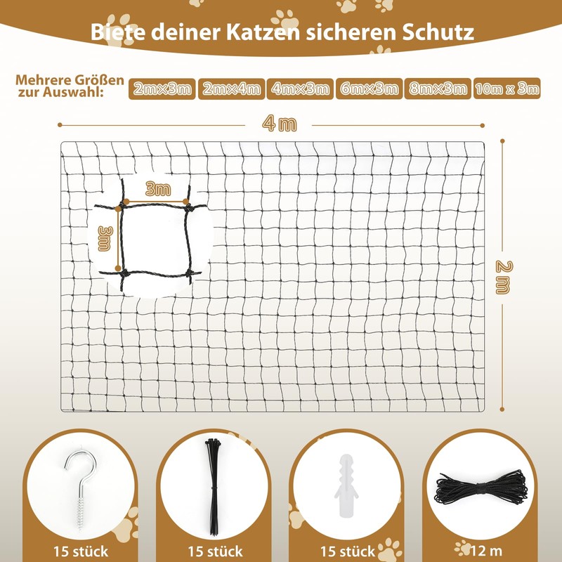 Cat Net for Balcony, Wire Reinforced, Cat Mesh Balcony Protection